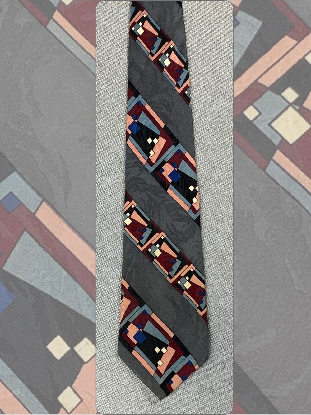 Don Loper Beverly Hills Silk Tie Vintage Memphis Style Geometric